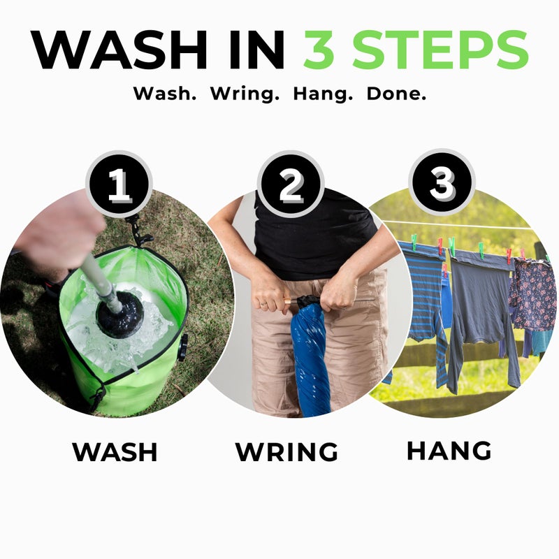 Dezitrek LARGE Portable Washing Machine â€“ Off-Grid Laundry System, High Capacity Manual Clothes Washer with Plunger, No Power Needed, for Camping, RV, Travel - Image 5