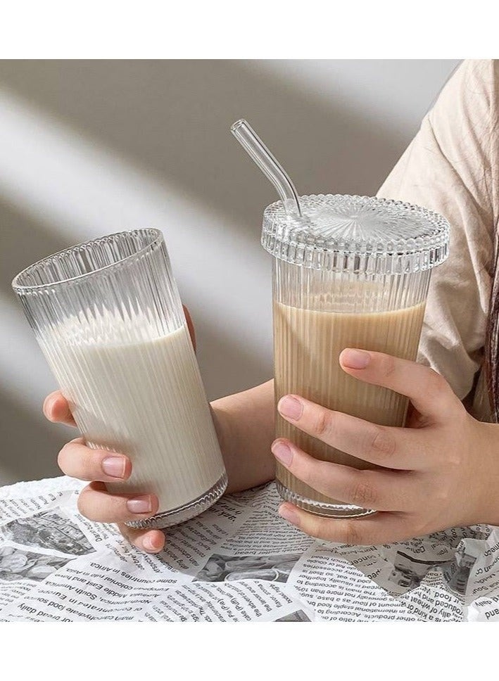 Happy Home Crystal Iced Coffee Cup, 420ml capacity, with a lid that can be used as a coaster – a luxurious glass cup for cold drinks, iced coffee, and smoothies – elegant, transparent, heat-resistant design, and easy to clean – a versatile glass coffee cup for travel, home, and office. - Image 4