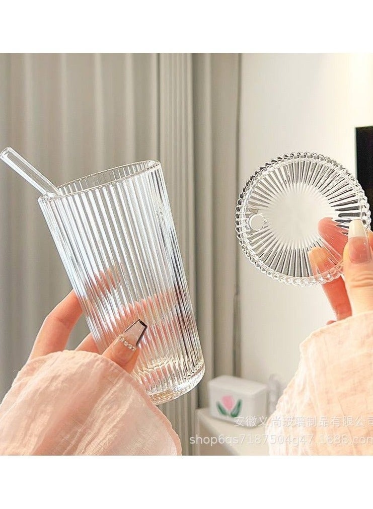 Happy Home Crystal Iced Coffee Cup, 420ml capacity, with a lid that can be used as a coaster – a luxurious glass cup for cold drinks, iced coffee, and smoothies – elegant, transparent, heat-resistant design, and easy to clean – a versatile glass coffee cup for travel, home, and office. - Image 5