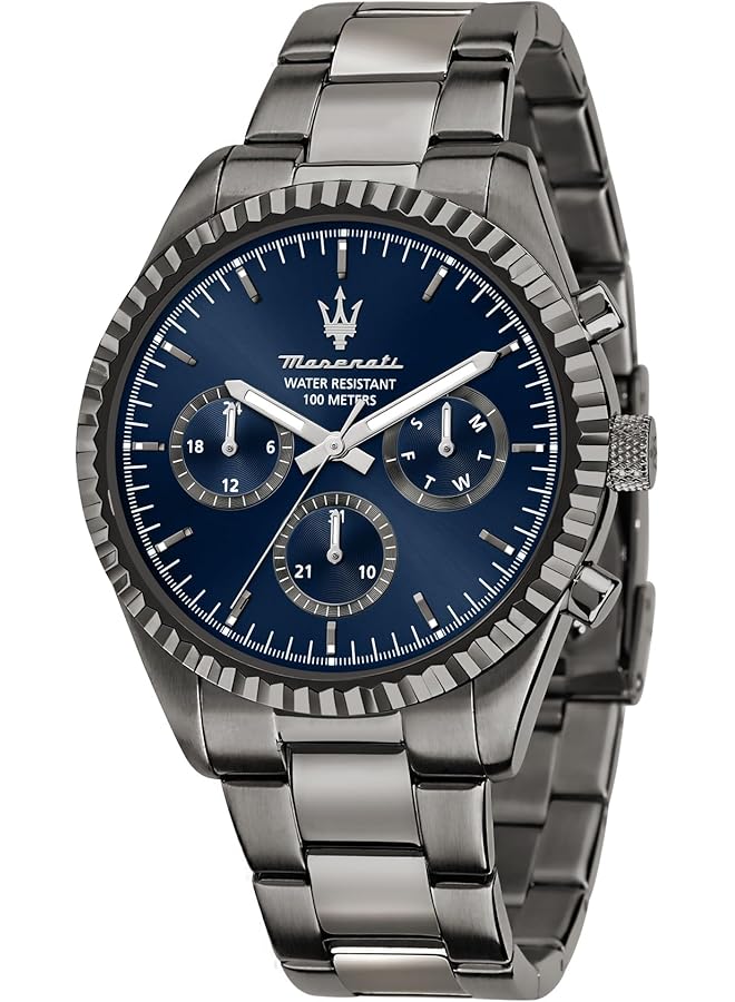 مازيراتي ساعة رجالية من مجموعة Competizione، مصنوعة من الفولاذ المقاوم للصدأ، مطلية باللون الرمادي، مع سوار من الفولاذ المقاوم للصدأ R8853100019 - Image 1