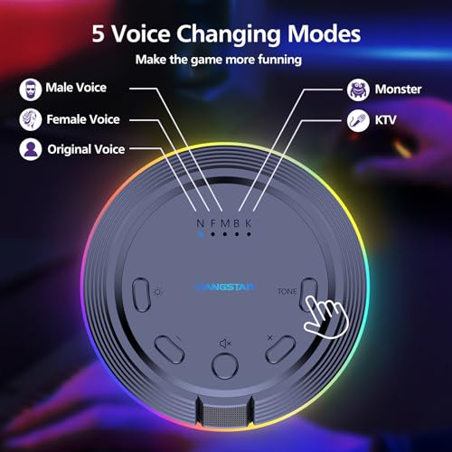 LIANGSTAR Gaming USB Microphone with 5 Voice Changes, Mute Button, Desktop Podcast Mic, Volume Control, RGB Condenser Computer Microphone for PC Gamer, YouTube, Streaming, Conference, Class - Image 4