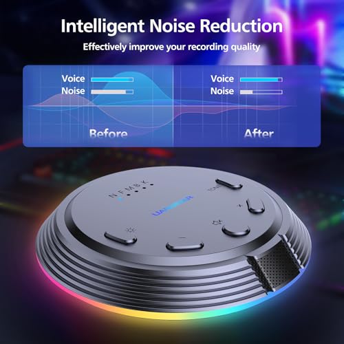 LIANGSTAR Gaming USB Microphone with 5 Voice Changes, Mute Button, Desktop Podcast Mic, Volume Control, RGB Condenser Computer Microphone for PC Gamer, YouTube, Streaming, Conference, Class - Image 2