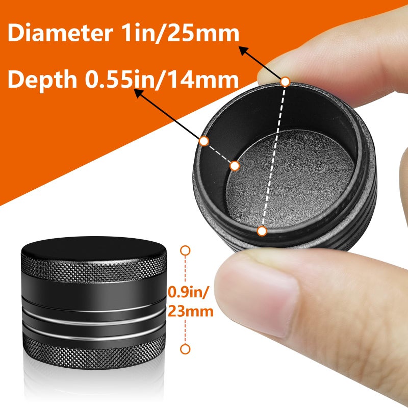 minlen 2 Sets Small Pill Box, Portable Daily Box, Aluminium Alloy Round Container for Pills, Pocket Case (Black+Gray) - Image 2
