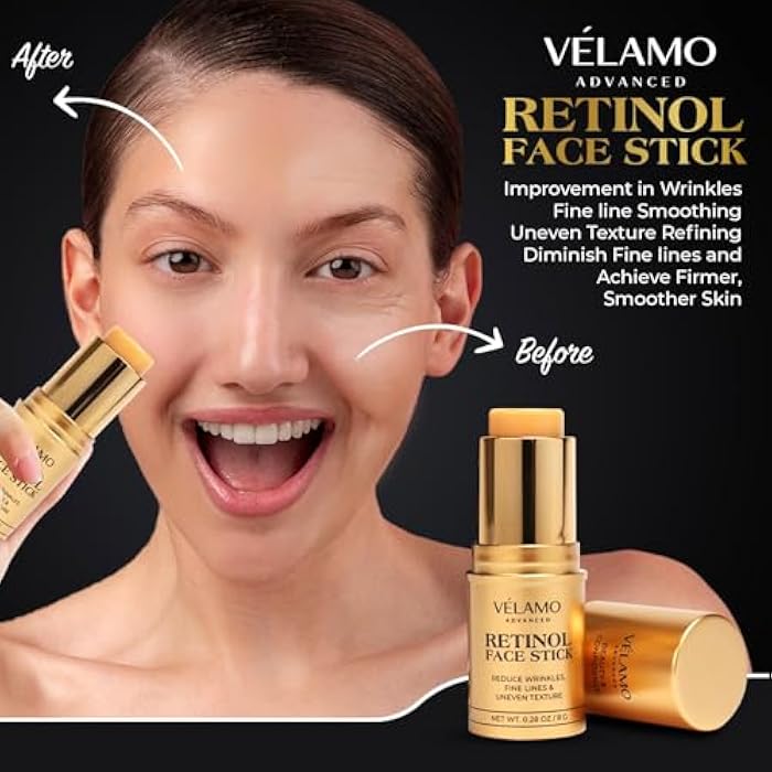 VELAMO ADVANCED Retinol Face Stick: Reduce Fine Lines Wrinkles and Uneven Texture - Retinol Cream for Face Anti Wrinkle Anti Aging - 0.28 OZ/8g - Image 2