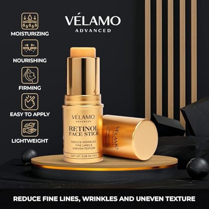VELAMO ADVANCED Retinol Face Stick: Reduce Fine Lines Wrinkles and Uneven Texture - Retinol Cream for Face Anti Wrinkle Anti Aging - 0.28 OZ/8g - Image 3