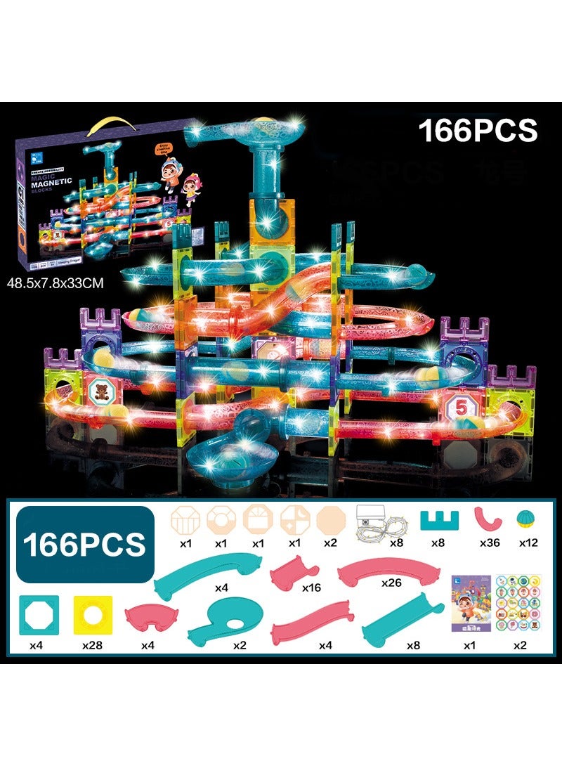 Loquat 166 Pcs Magnetic Tiles Building Blocks with Led Light Magnet Construction Toys for Kids Creative Gift - Image 2
