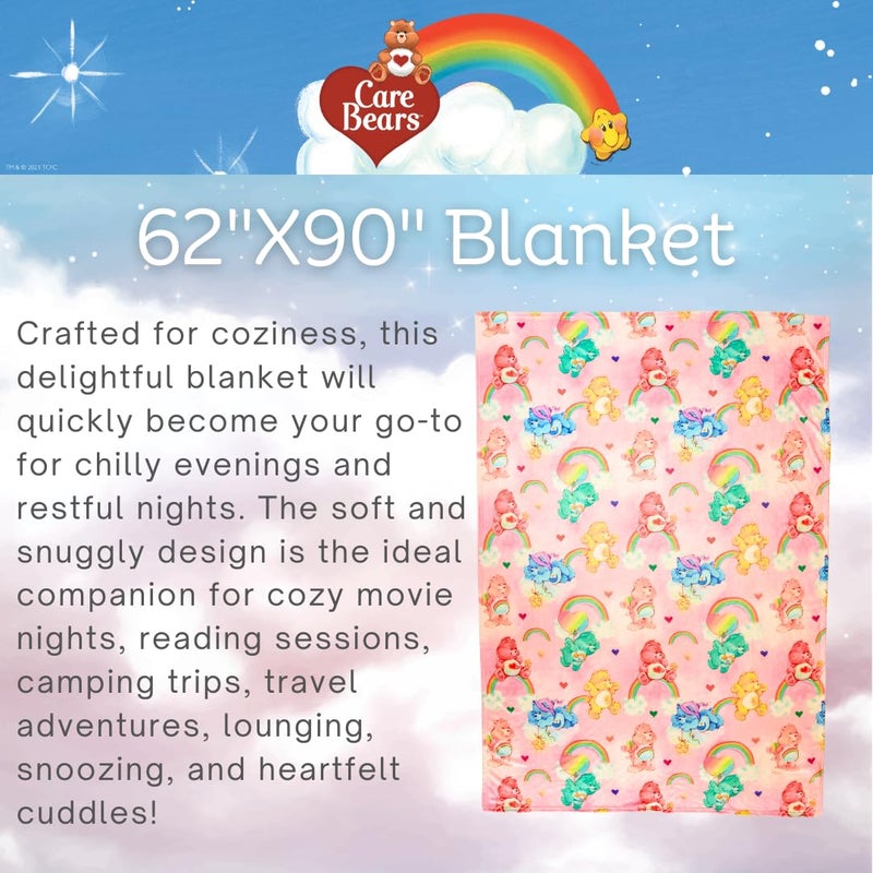 Franco Franco Collectibles Care Bears Bedding Super Soft Plush Blanket  62 in x 90 in  (Officially Licensed Product)  - Image 3
