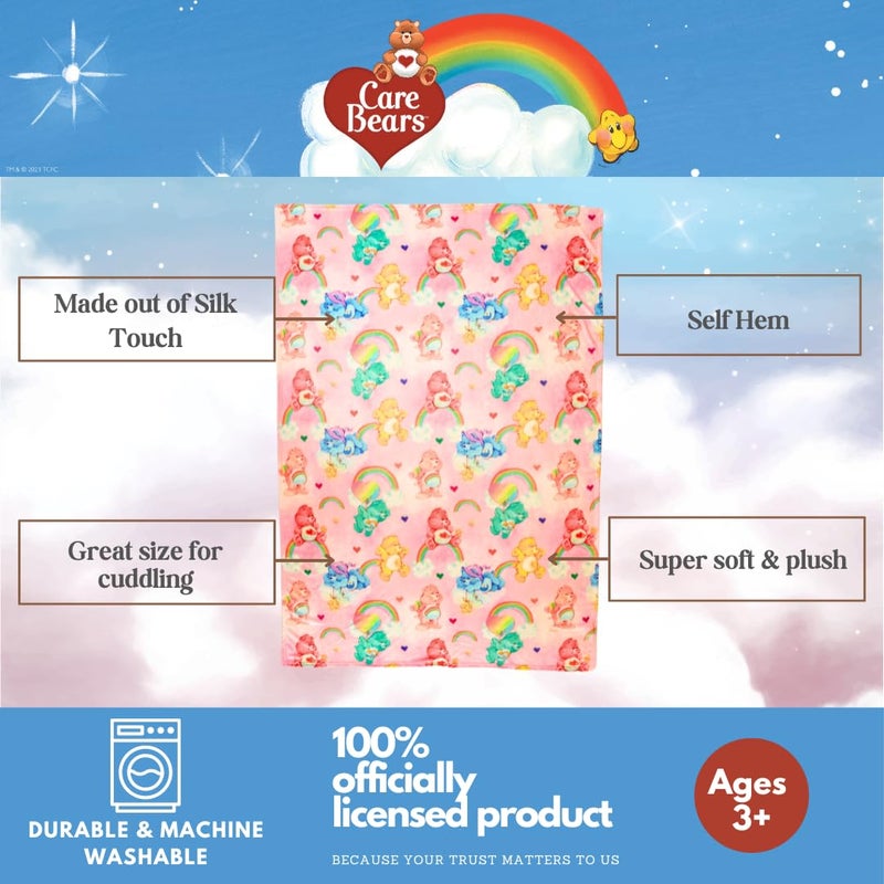Franco Franco Collectibles Care Bears Bedding Super Soft Plush Blanket  62 in x 90 in  (Officially Licensed Product)  - Image 2
