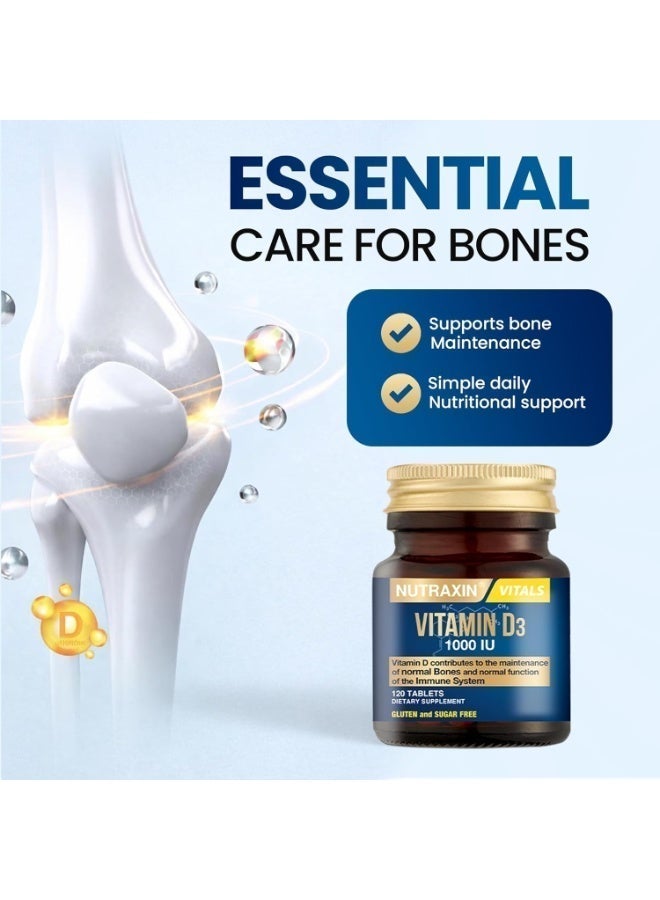 Nutraxin Vitals Vitamin D3 1000Uı(25Mcg) Food Supplement, 120 Tablets - Image 4