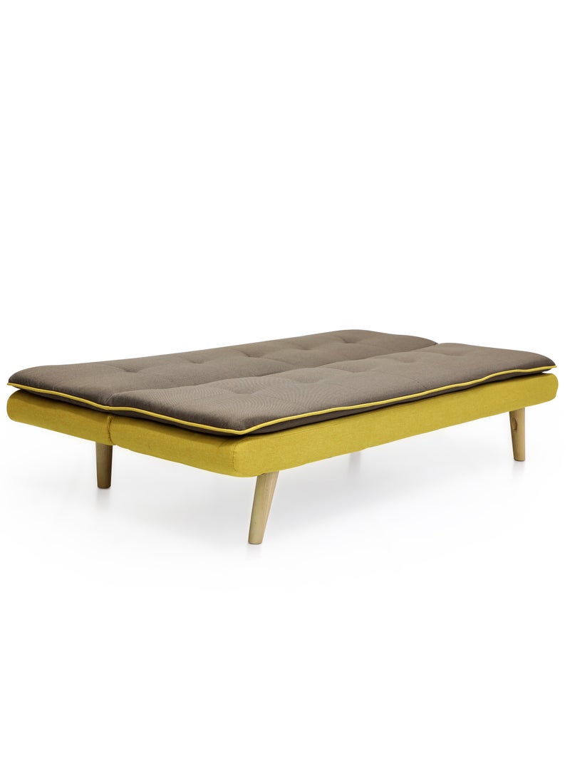 Multi Home Furniture Modern Design MH-111SB-Brown & yellow OR 3 Seater Sofa Soft fabric 3-Seater Sofa,Made of finiest fabirc sofa AND wooden legs cum bed is Foldable Futon Bed for Living Room –(BROWN & yellow)  - Image 2