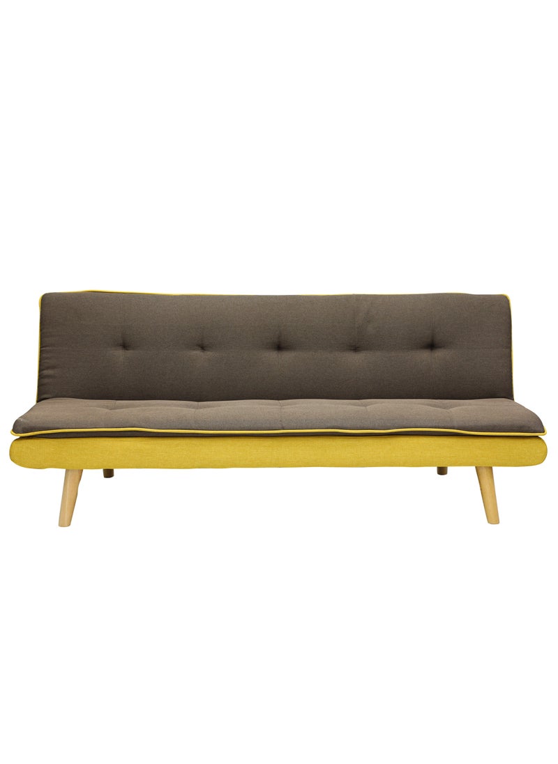 Multi Home Furniture Modern Design MH-111SB-Brown & yellow OR 3 Seater Sofa Soft fabric 3-Seater Sofa,Made of finiest fabirc sofa AND wooden legs cum bed is Foldable Futon Bed for Living Room –(BROWN & yellow)  - Image 4