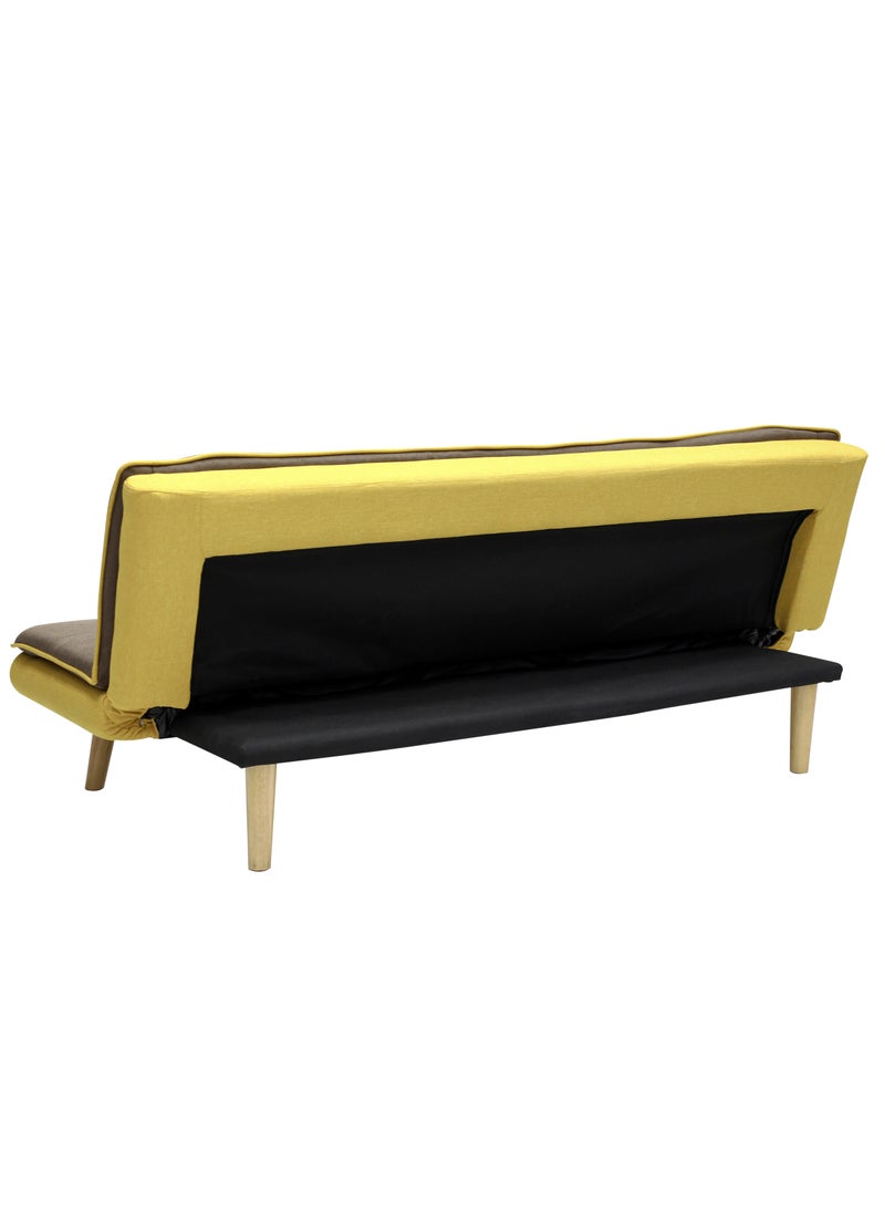 Multi Home Furniture Modern Design MH-111SB-Brown & yellow OR 3 Seater Sofa Soft fabric 3-Seater Sofa,Made of finiest fabirc sofa AND wooden legs cum bed is Foldable Futon Bed for Living Room –(BROWN & yellow)  - Image 5