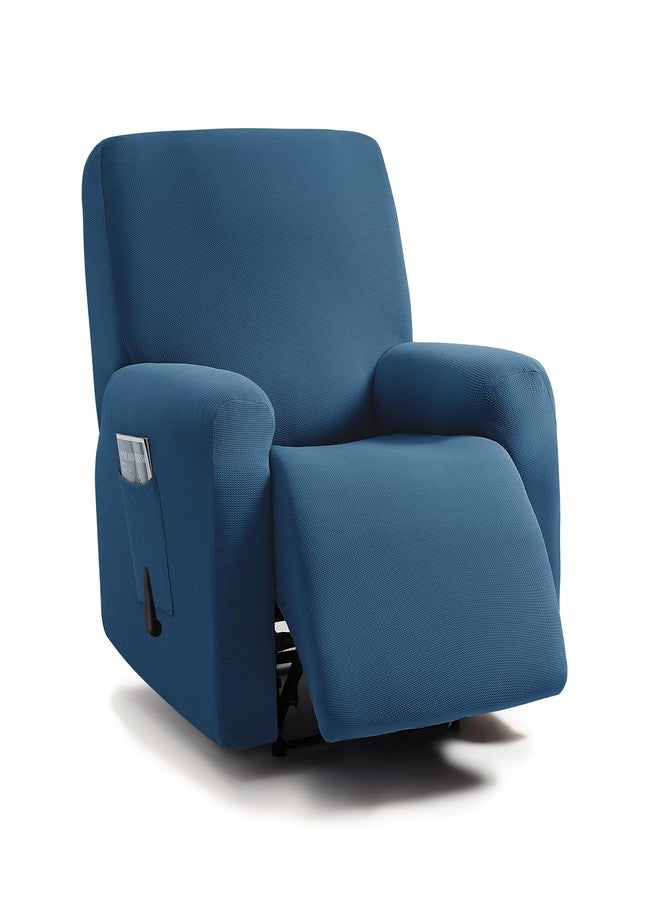 ULTICOR Jacquard Design, 4-Piece, 1 Seat Recliner Cover, Reclining Chair Covers for 1 Cushion Reclining Sofa, Single Seat Recliner Couch Cover, Washable (Blue, Single Recliner Cover) - Image 1
