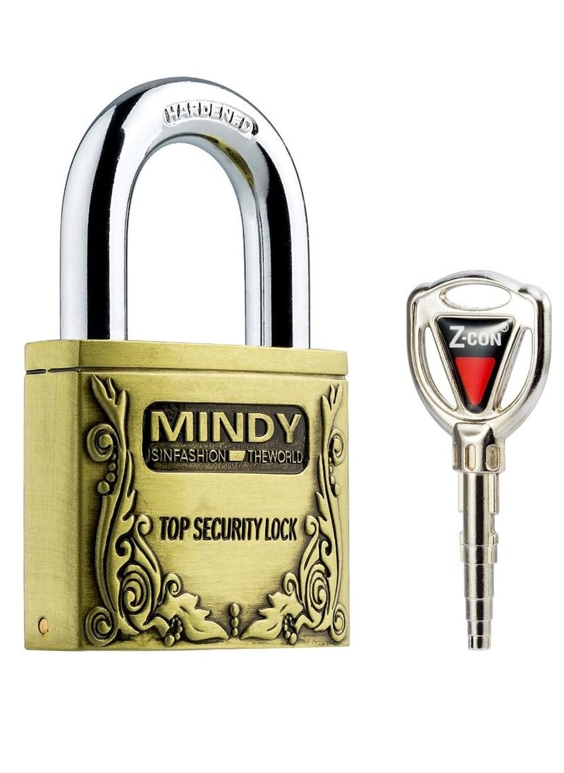 Mindy Security lock a durable , tamper-evident design and is made of strong metal  , for reliable performance to protect your property , Warehouses doors, 60 mm, Set of 3 Keys and 1 Lock, easy replacement and daily use  - Image 1