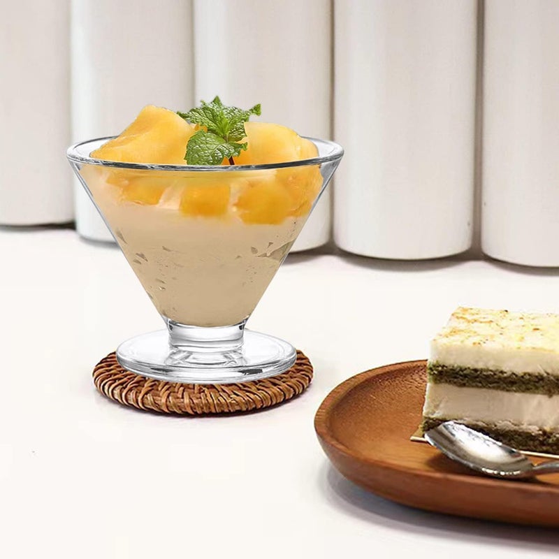 ConvertKitchen Flower Shape Lead-Free and BPA-Free Ice Cream Dessert Glass Serving Bowls Cup Set of 6 Pcs 250 ml - Image 2