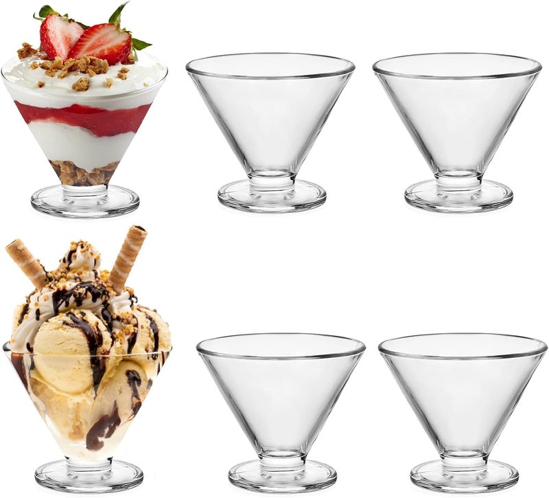 ConvertKitchen Flower Shape Lead-Free and BPA-Free Ice Cream Dessert Glass Serving Bowls Cup Set of 6 Pcs 250 ml - Image 1