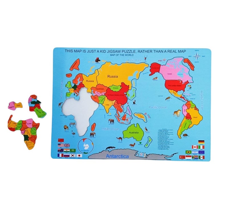 بازل خريطة العالم مغناطيس، متعددة الألوان - W57-37 - Image 1
