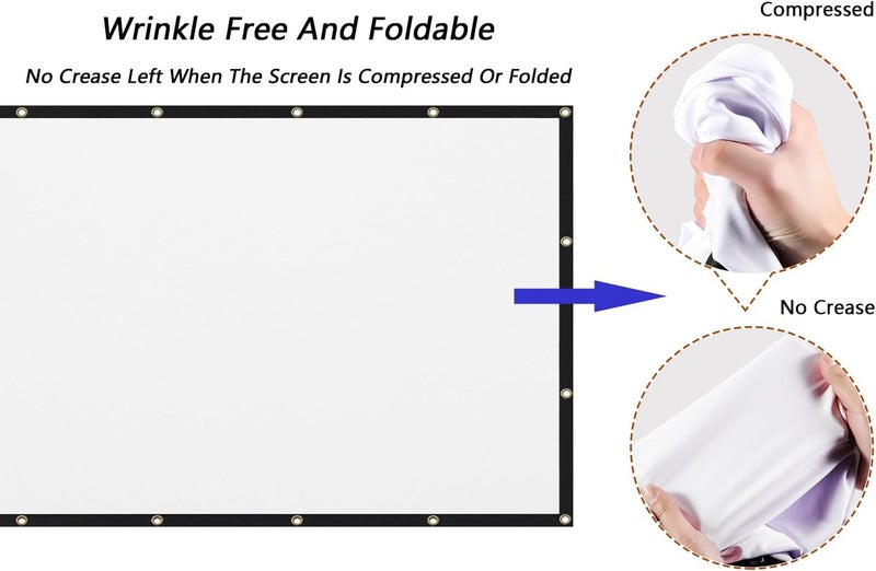 Mdbebbron 120 inch Projector Screen 16:9 Foldable Anti-Crease Portable Projector Movies Screens for Home Theater Outdoor Indoor Support Double Sided Projection - Image 2