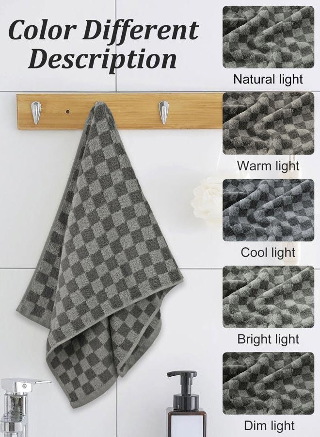 Jacquotha Soft Hand Towels 4 Pack, Grey Checkered Face Towel Set for Bathroom Kitchen, Decorative Quick Dry Towel 13x29 Inches - Image 3