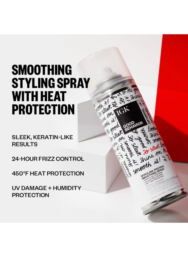iGK رذاذ بروتين سبيرولينا IGK GOOD BEHAVIOR لتنعيم الشعر | علاج مثل الكيراتين + التحكم في التجاعيد + واقي حراري | نباتي + خالي من التجارب على الحيوانات | 2.4 أونصة - Image 3
