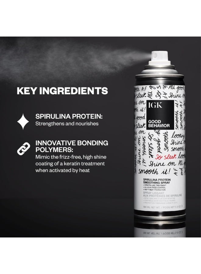 iGK رذاذ بروتين سبيرولينا IGK GOOD BEHAVIOR لتنعيم الشعر | علاج مثل الكيراتين + التحكم في التجاعيد + واقي حراري | نباتي + خالي من التجارب على الحيوانات | 2.4 أونصة - Image 2