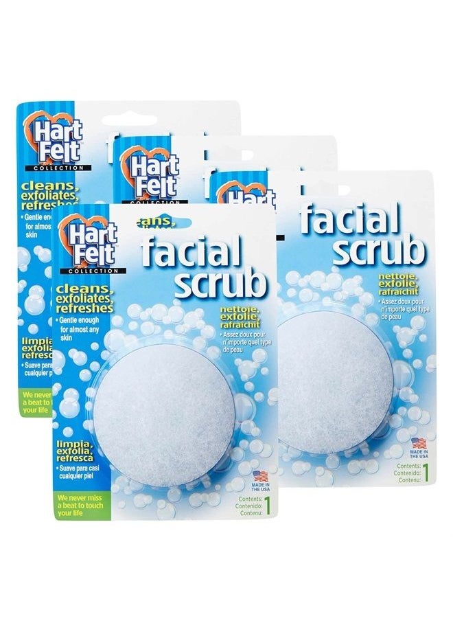 HartFelt - Facial Scrub Round Exfoliating Skin Care Sponge Pad, Made in USA, Home Facial, Use with Favorite Cream, 4 Count - Image 1