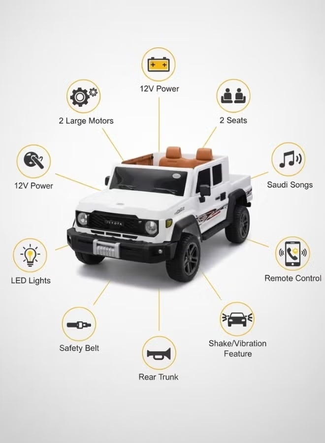سيارةشاص كبير - سيارة اطفال كهربائية كبيرة شحن بمحركين ومقعدين وإنارات LED مع ريموت - Image 2