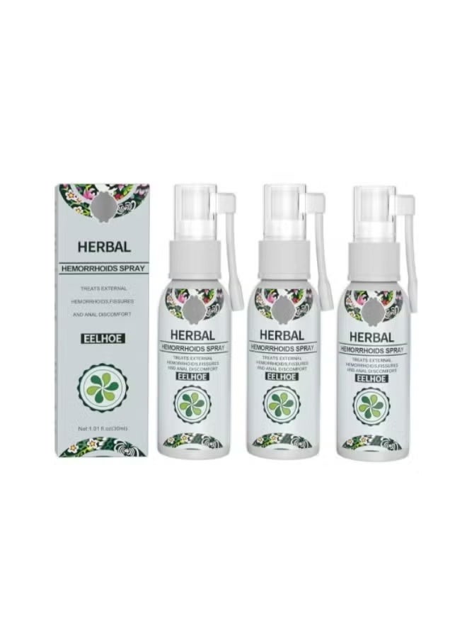3pcs Herbal Hemorrhoids Spray - Soothing Relief with Natural Ingredients - Fast-Acting Formula for Hemorrhoid Discomfort - (3x30ML)