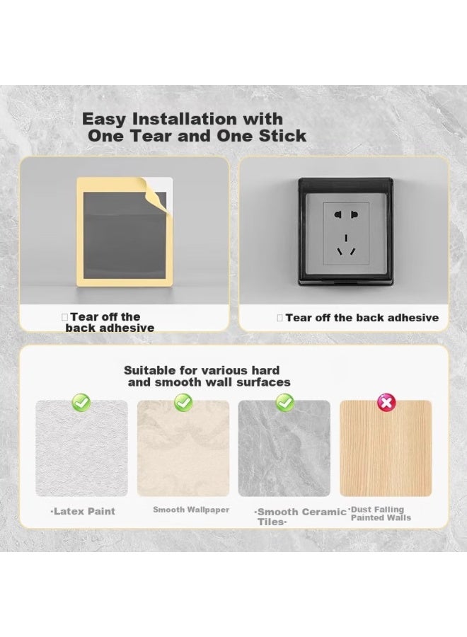 Oaks Aux 86 Switch Socket Panel Waterproof Cover Leakage Protection Bathroom Waterproof Box Bathroom Protection Cover Plug Water Barrier Box Square Black Transparent - Image 2