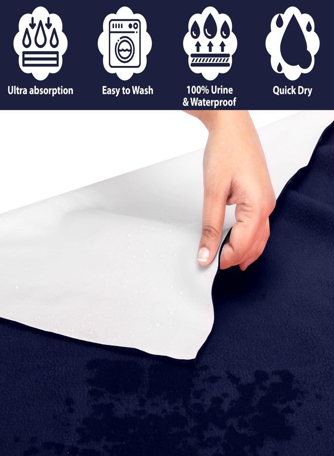 AVI FastDry Cotton Extra Absorbent Waterproof and Reusable Bed Protector/Dry Sheet for Baby- Large 100x140 cm -Dark Blue - Image 2