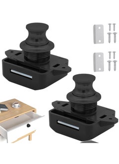 CMGTYYD 2PCS Push Button Latch Catch Drawer Replacement Keyless Door Lock Cupboard Door Motorhome Caravan Cabinet Knob Zinc Alloy Pop Up for 15-18mm Thickness Cabinet Boat Horsebox Camper Van RV  - Image 1