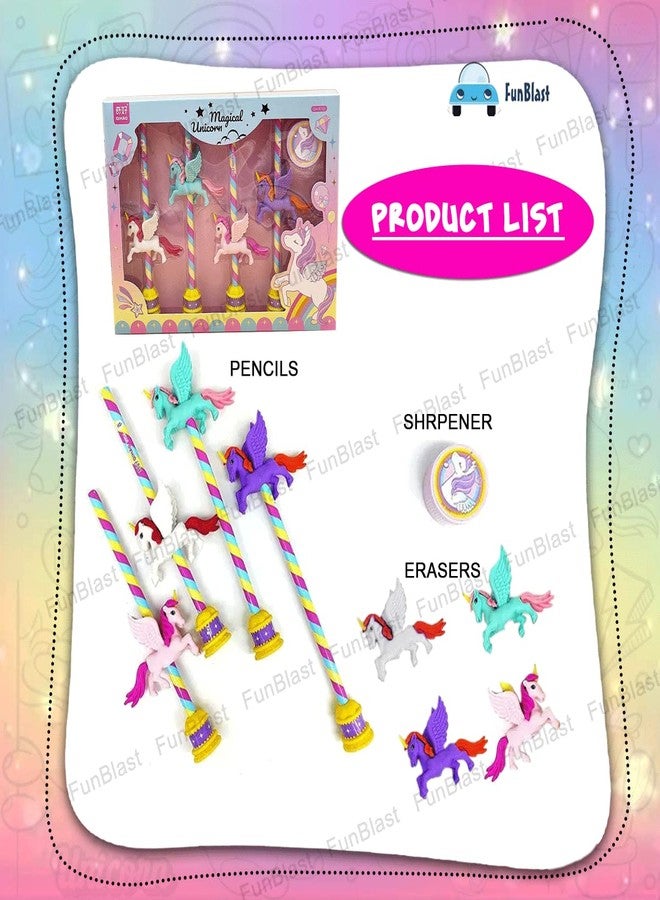 FunBlast Unicorn Stationary Kit - Pencil Eraser And Sharpener - Stationary Kit Set For Girls/Birthday Gift/Return Gift (Multicolor), Adults - Image 3