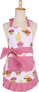 G2PLUS Cotton Aprons for Kid Girls, Cupcake Pattern Apron for Children, Great for Daughters Litter Girls(Kid Girl) - Image 1