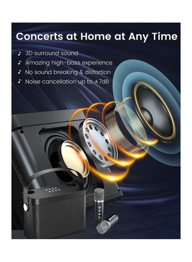 Portable Bluetooth Karaoke Speaker with Two Wireless Microphones, Ideal for Family and Party Singing Fun - Image 5