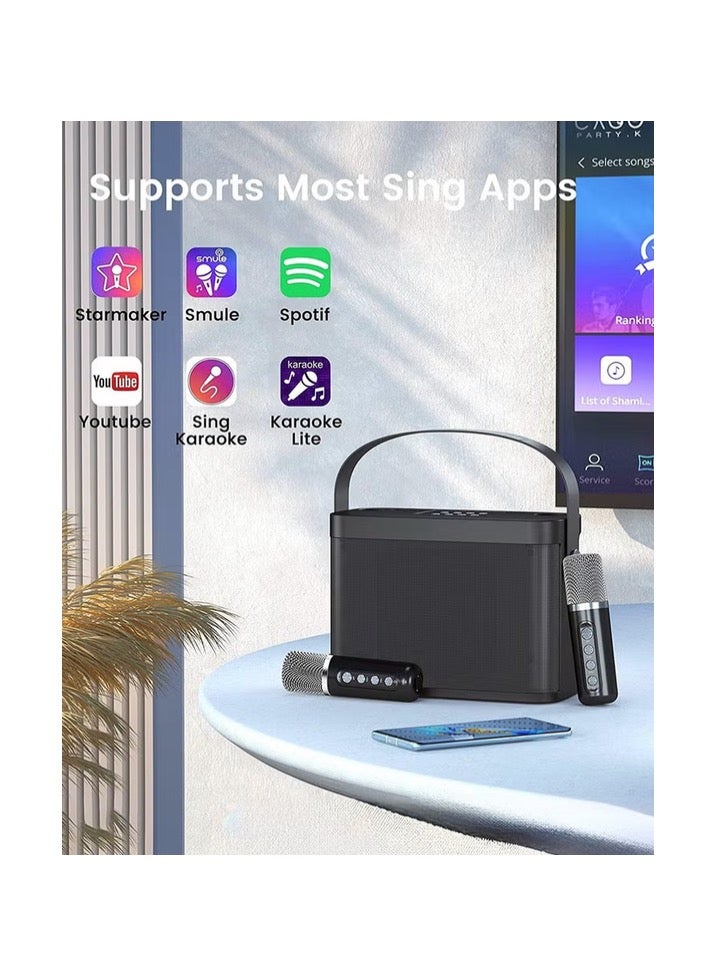 Portable Bluetooth Karaoke Speaker with Two Wireless Microphones, Ideal for Family and Party Singing Fun - Image 2
