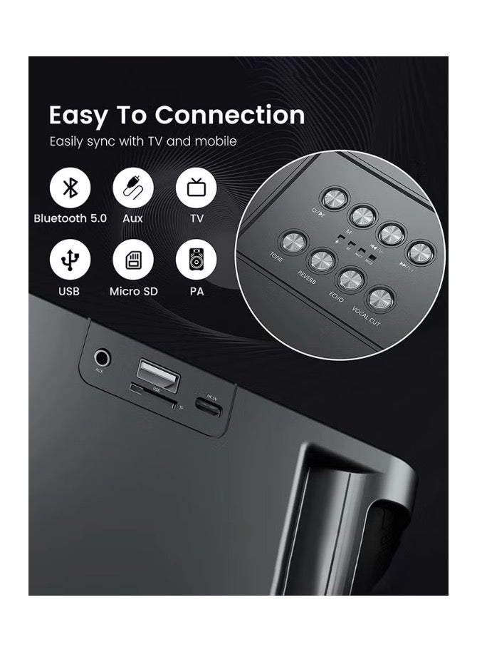 Portable Bluetooth Karaoke Speaker with Two Wireless Microphones, Ideal for Family and Party Singing Fun - Image 4