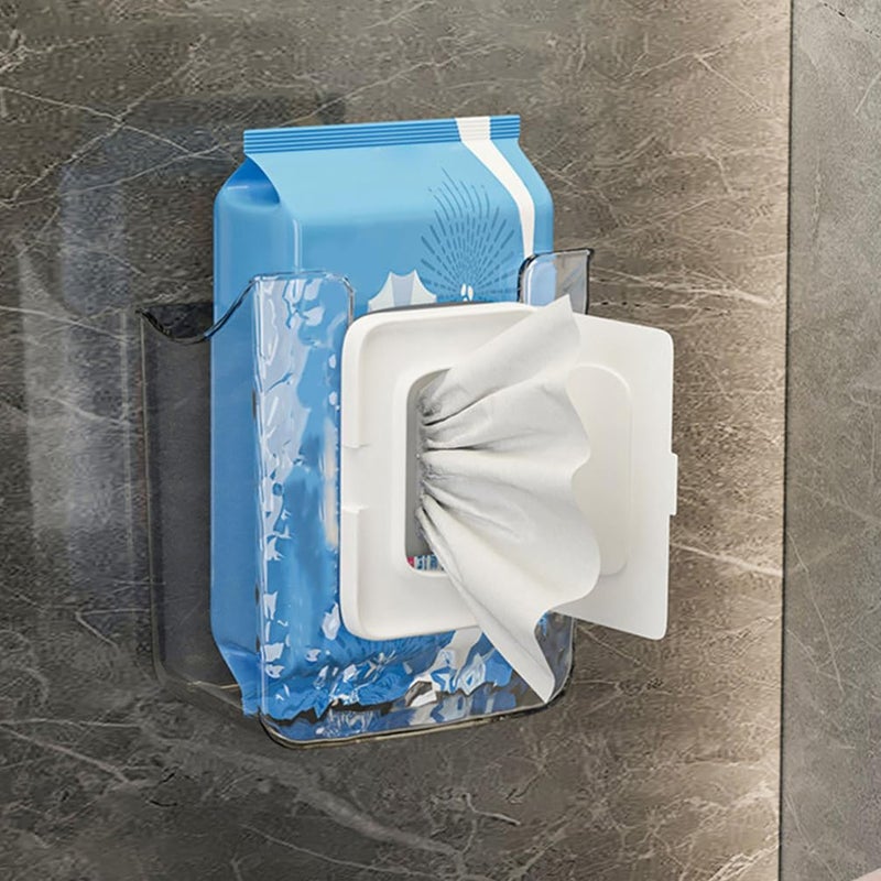 Wall Mounted Kitchen Wipes Storage Box 2 Pack White Holder for Bathroom Tissue Paper - Image 3