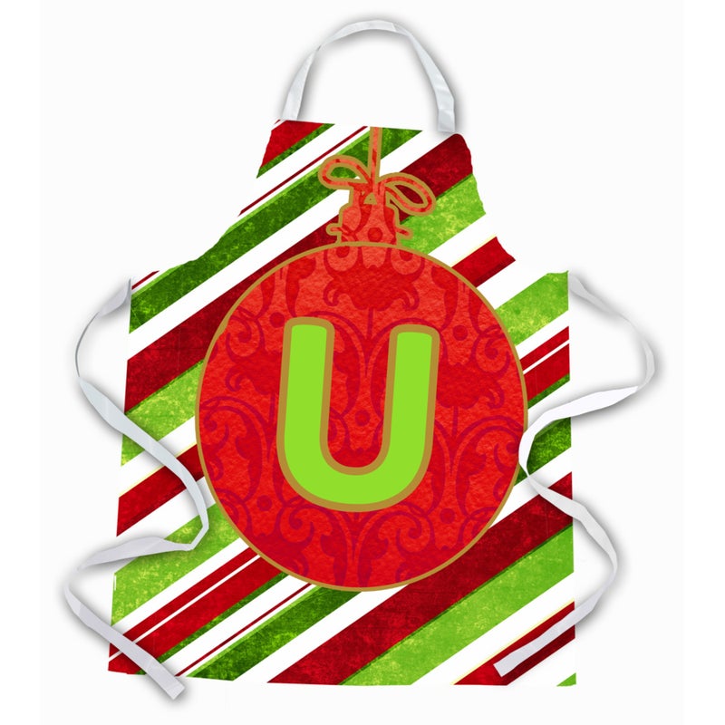 Caroline's Treasures ""Caroline's Treasures CJ1039-UAPRON Christmas Ornament Holiday Initial Letter U Apron  Large  Multicolor""