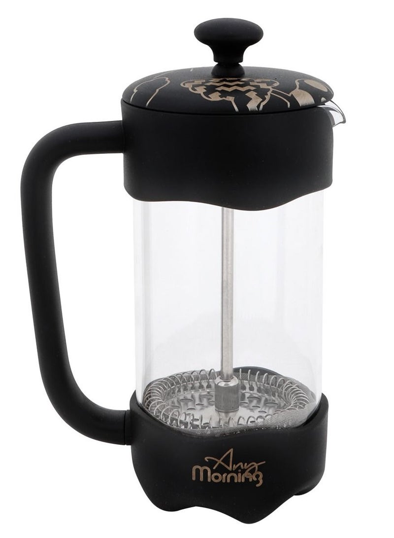 آني مورننغ صانعة قهوة وشاي فرنش بريس، سعة 350 مل / 11 أونصة / تكفي كوبين صغيرين، مزودة بفلتر من الفولاذ المقاوم للصدأ، زجاج بوروسيليكات، خالية من مادة BPA، نظام ترشيح بـ 3 طبقات، مناسبة للقهوة والشاي – FY92 - Image 1