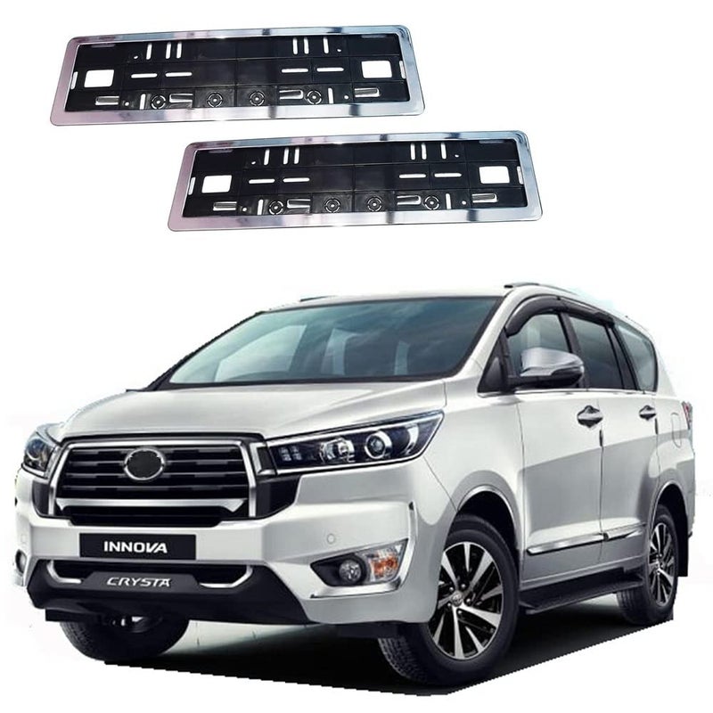WheelCore Number Plate Frame with Chrome Suitable for Toyota Innova Crysta (2023-Present) Type-3 - set of 2pcs - Image 1