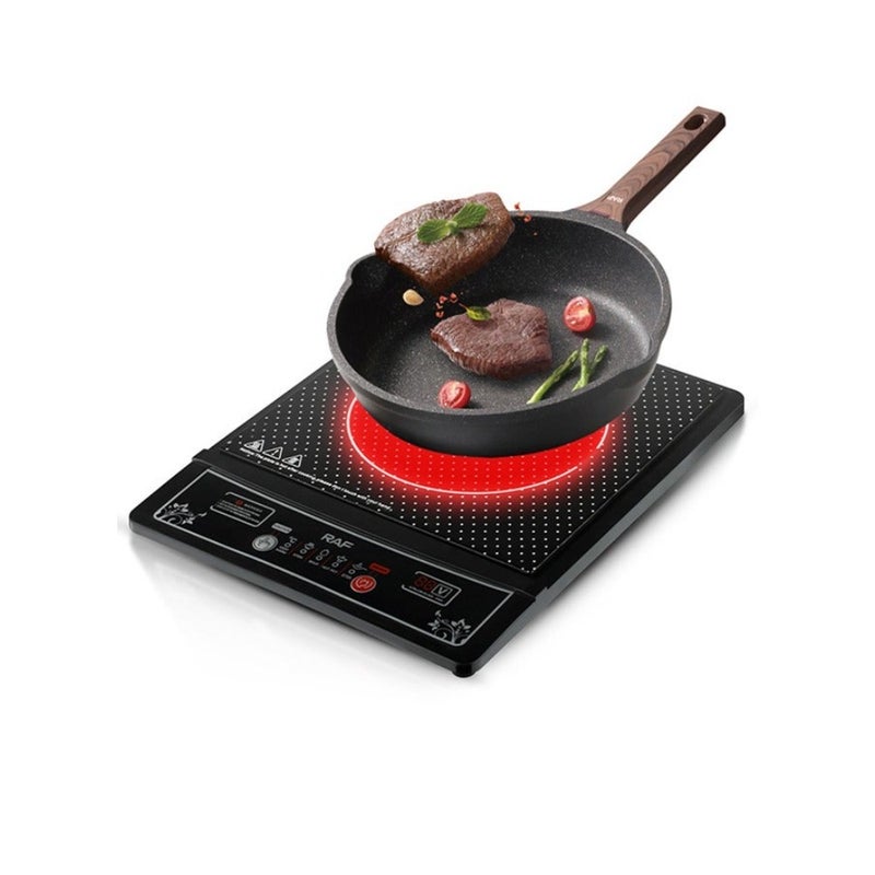 Portable Induction Cooker, Electric Cooktop with Scratch-Resistant Ceramic Plate For Home Dorm Office, Pattern Cooking, Easy to Clean 2000W R.8015  Black - Image 1