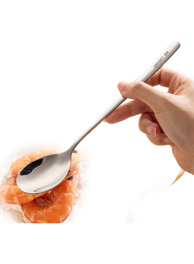 GRASEY 304 Stainless Steel Spoon Eating Soup Spoon Soup Spoon Household Table Spoon Long Handle Ladle Large Size 5-Pack Gy7583 - Image 1