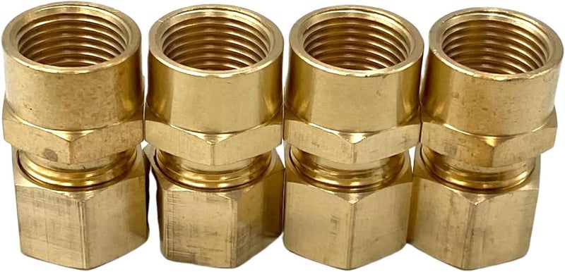 Bumugufu 4 قطع 1/2" أنبوب OD إلى 3/8" FNPT تركيبات أنابيب نحاسية مضغوطة، موصل اتحاد مضغوط 3/8" أنثوي NPT x 1/2" OD للزيوت والغازات والمياه غير الصالحة للشرب - Image 5