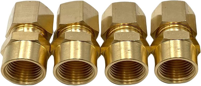 Bumugufu 4 قطع 1/2" أنبوب OD إلى 3/8" FNPT تركيبات أنابيب نحاسية مضغوطة، موصل اتحاد مضغوط 3/8" أنثوي NPT x 1/2" OD للزيوت والغازات والمياه غير الصالحة للشرب - Image 1