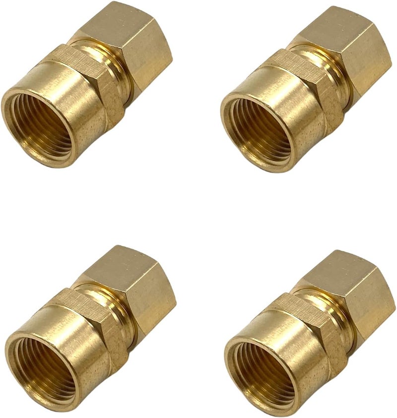 Bumugufu 4 قطع 1/2" أنبوب OD إلى 3/8" FNPT تركيبات أنابيب نحاسية مضغوطة، موصل اتحاد مضغوط 3/8" أنثوي NPT x 1/2" OD للزيوت والغازات والمياه غير الصالحة للشرب - Image 3