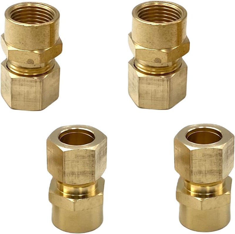 Bumugufu 4 قطع 1/2" أنبوب OD إلى 3/8" FNPT تركيبات أنابيب نحاسية مضغوطة، موصل اتحاد مضغوط 3/8" أنثوي NPT x 1/2" OD للزيوت والغازات والمياه غير الصالحة للشرب - Image 4