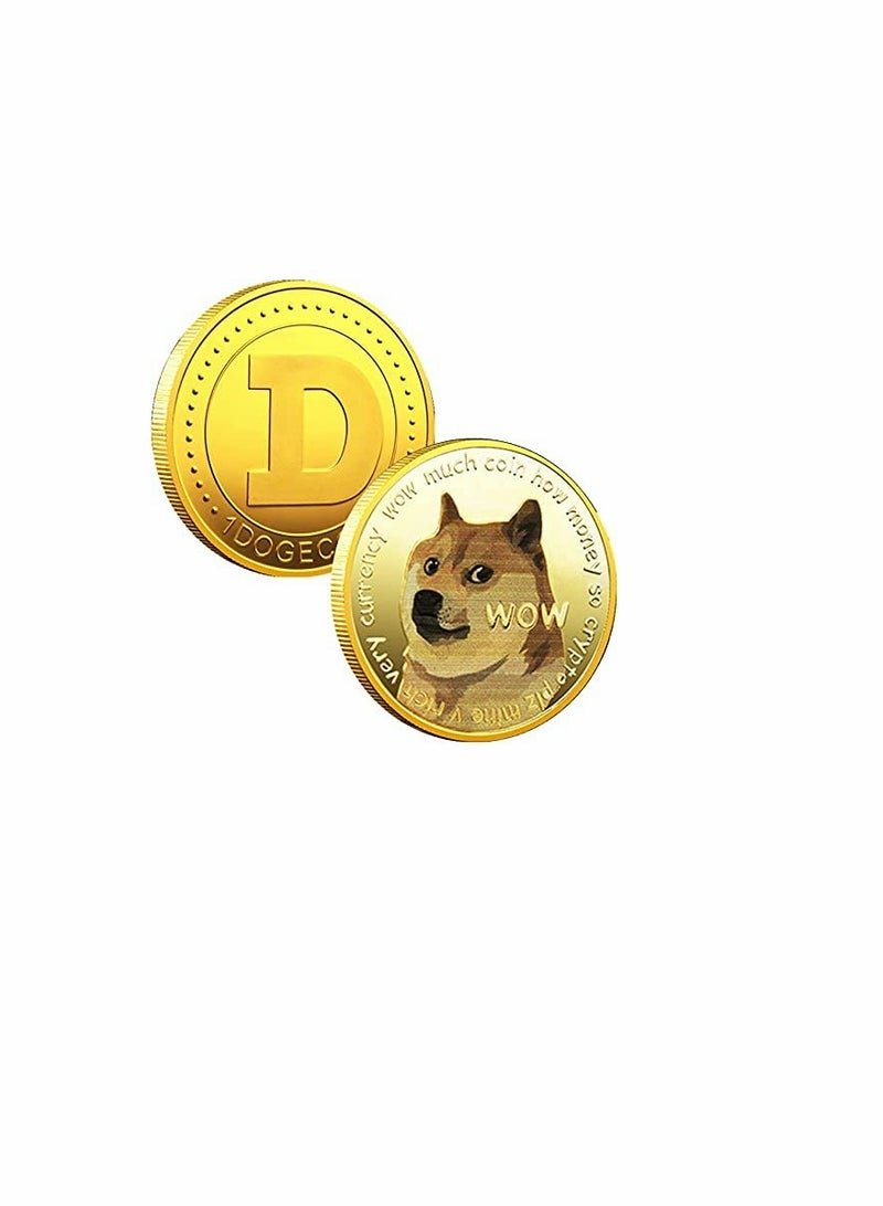 KASTWAVE 1oz Gold Dogecoin Commemorative Coin Plated Doge 2021 Limited Edition Collectible with Protective Case - Image 1