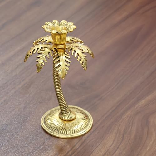 KridayKraft Metal Gold Plated (Palm) Khajur Candle Holder for Home Hotal Decor Candle Stand Tree Statue for Candle Light Dinner & Dining Table Decorative Showpiece for Decoration & Gift Purpose... - Image 4