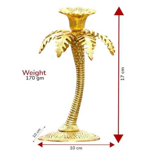 KridayKraft Metal Gold Plated (Palm) Khajur Candle Holder for Home Hotal Decor Candle Stand Tree Statue for Candle Light Dinner & Dining Table Decorative Showpiece for Decoration & Gift Purpose... - Image 2