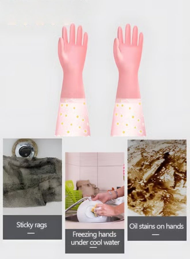 EETU Dishwashing Cleaning Gloves,2 Pairs Reusable Waterproof Household Kitchen Dishwashing Glove,Non-Slip Laundry Kitchen Gardening Household Gloves - Image 3